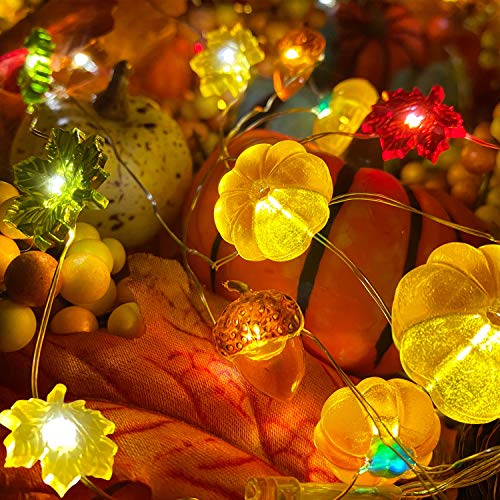 Turnmeon Fall Thanksgiving Decor 30Led/10Ft 3D Pumpkin Lights Fall Thanksgiving Decorations For Home, 3 In 1 Battery Powered Thanksgiving Lights Pumpkin Decor, Fall Garland Lights Indoor Outdoor Decor thumb #2