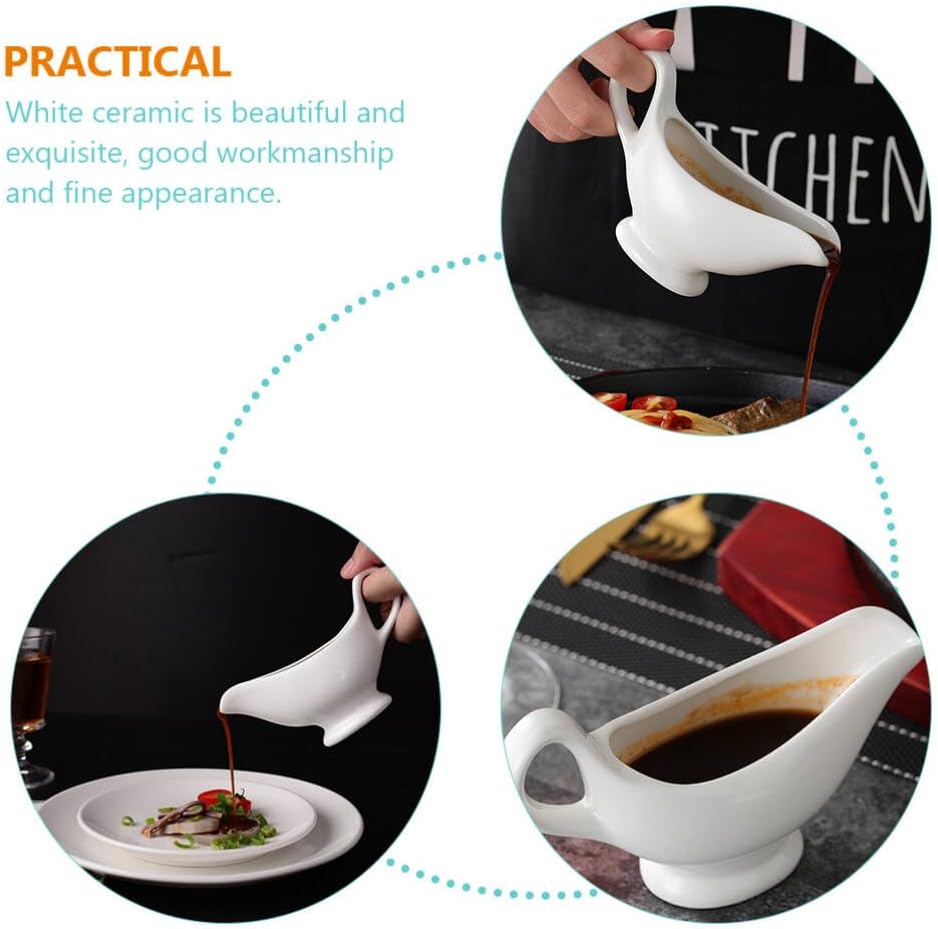 Ceramic Sauce Cup 160ml White Decorative Gravy Boat