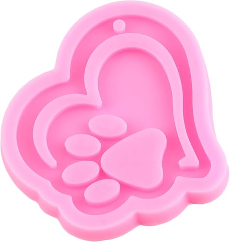 Miniatura 8 de Molde de silicona para llavero de cinta de amor, moldes de resina con estampado de pata de amor, moldes de resina para aretes de resina para