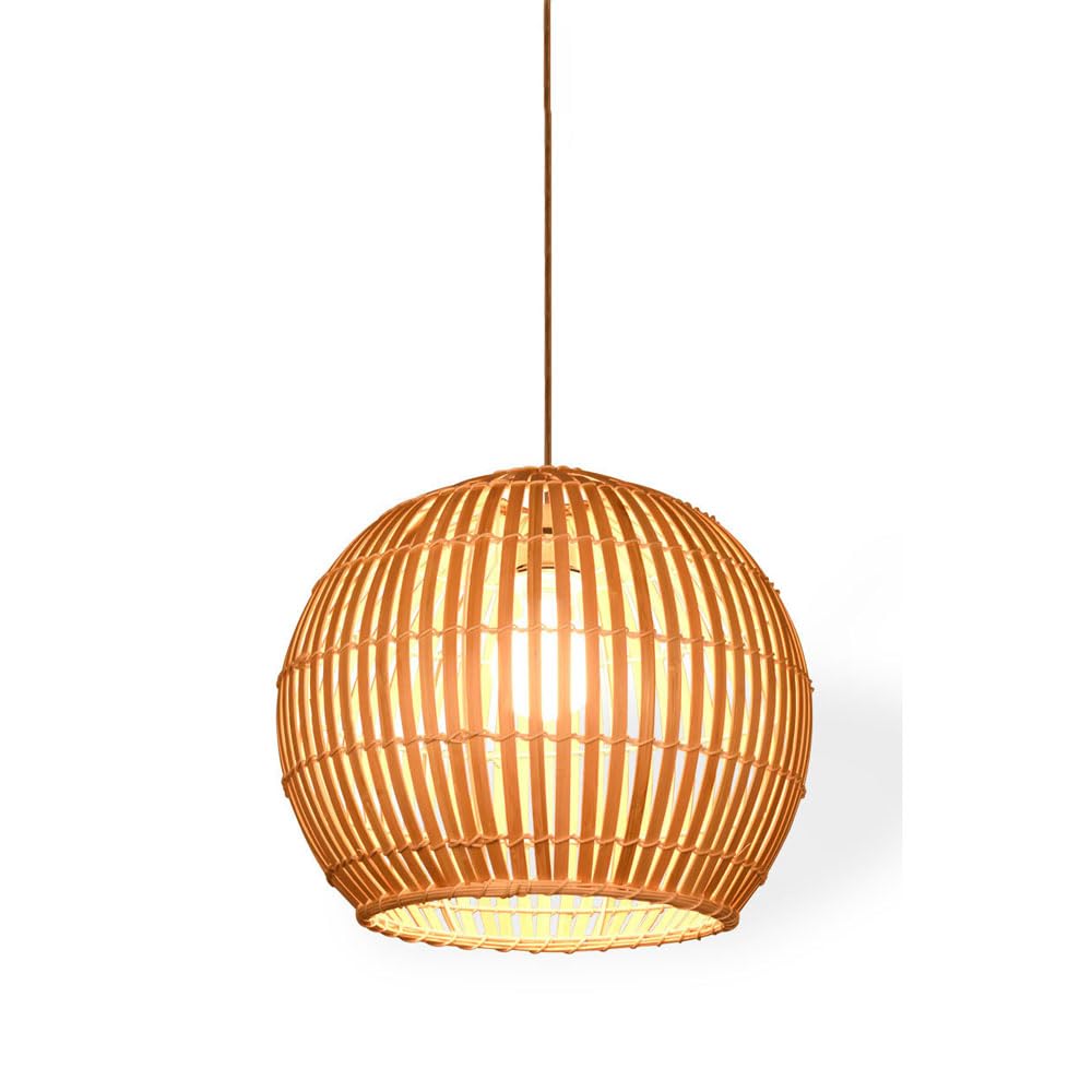 1-Licht-rustikale Rattan-Pendelleuchte, Bauernhaus-Bambus-Pendelleuchte, 11,8" Boho handgefertigte gewebte Weidenkorb-Hänge-Deckenlampe für Esszimmer, Kücheninsel, Wohnzimmer, Schlafzimmer