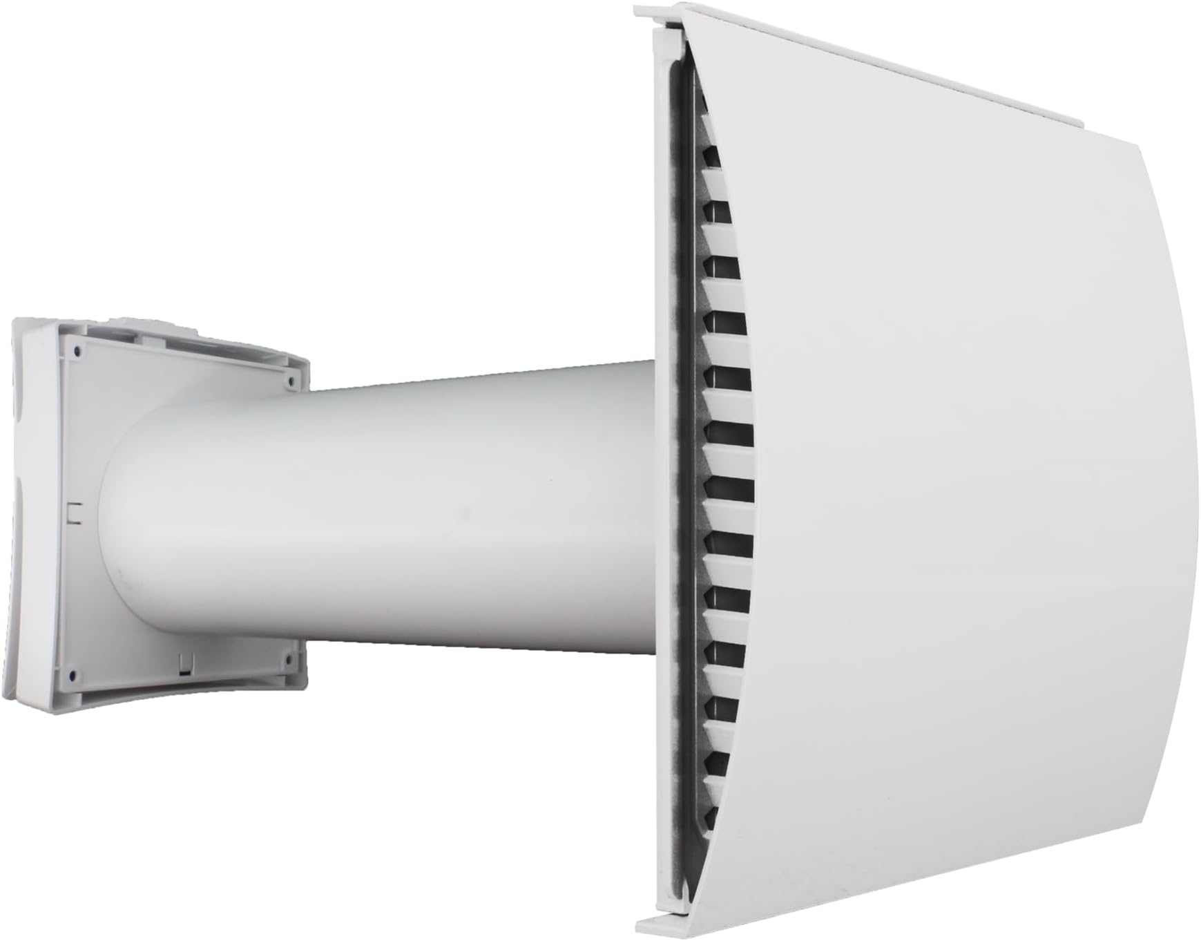 100mm (4”) Passive Wall Air Intake Vent Grille Kit with Filter – Fresh Air Vent for Condensation & Damp Control, Wind & Noise Reducing External White Baffle Cover
