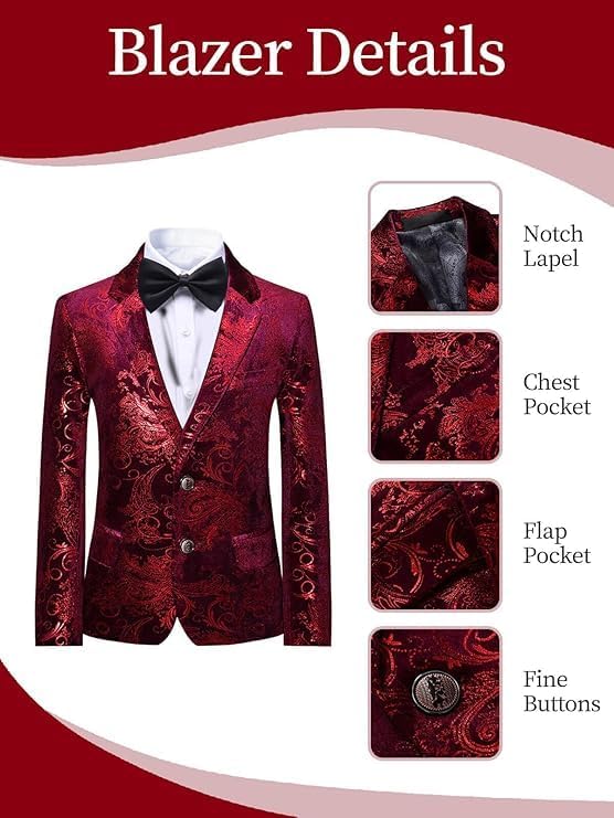 Boys Jacquard Suits Slim Fit Tuxedo Suit Notch Lapel 2 Pieces Suit Set Jacket Pants for Party Formal Wear - Image 4