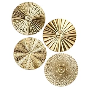 Hicarer 4 Pcs 12 Inch Metal Wall Art Decor Sunburst Hanging Metal Artwork Decor Wall Art Decorations for Home Living Room Office(Gold)