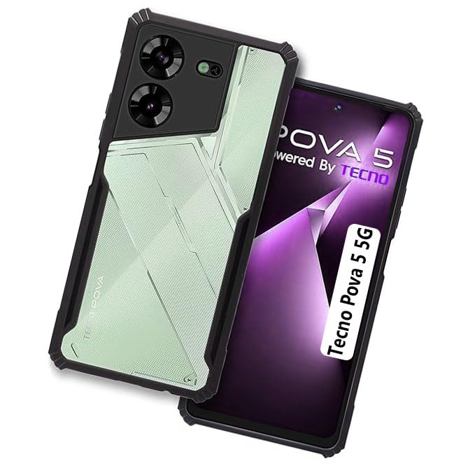 COBERTA Polycarbonate Back Cover For Tecno Pova 5 5G Back Cover Case - Black Transparent (B0CR3XC91S) Amazon Price History, Amazon Price Tracker
