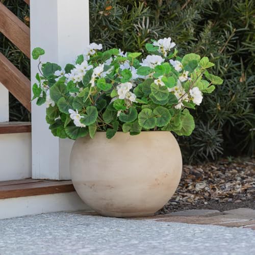 Celestial Lights Artificial Geranium Urn Filler, 6.75in Height, 8in Base, Indoor Outdoor (White)