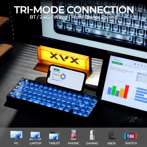 Image of HITIME XVX M67 60% Wireless Mechanical Gaming Keyboard, Black Forged Carbon
