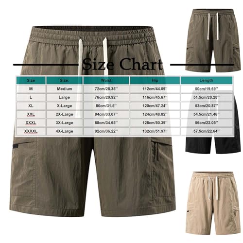 Men's Classic Cargo Stretch Short Elastic Waist Drawstring Summer Vacation Workout Shorts with Pockets2