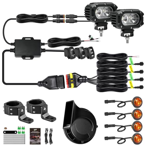 Image of UTV Turn Signal Kit with Horn 4 Inch LED Pod Lights for ATV UTV