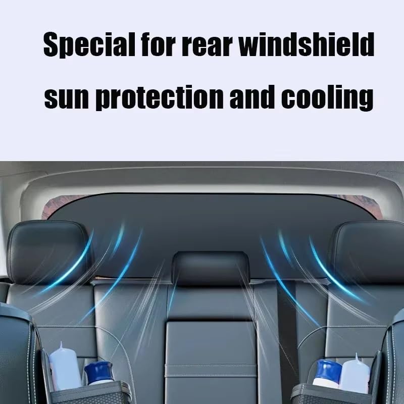 Parasol Luna Trasera para MG MGS6 EV Trophy 2025 2026, Protector Solar Coche UV con Ventosas, Marco de Metal con Memoria Plegable, 98x49 cm, 1 Pieza