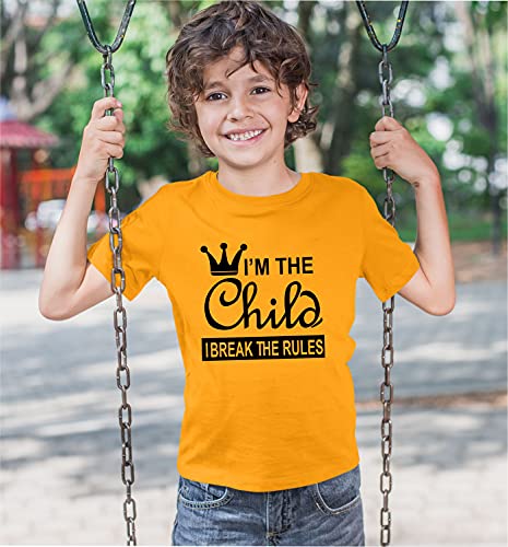 Image of Hangout Hub Boy's Cotton Printed Regular Fit T-Shirts | I am The Child I Break The Rules printed | Half Sleeves | Round Neck