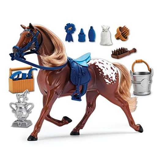 Appaloosa Horse with Moveable Head, Realistic Sound and 14 Grooming Accessories - Blue Ribbon Champions Deluxe Toy Horses
