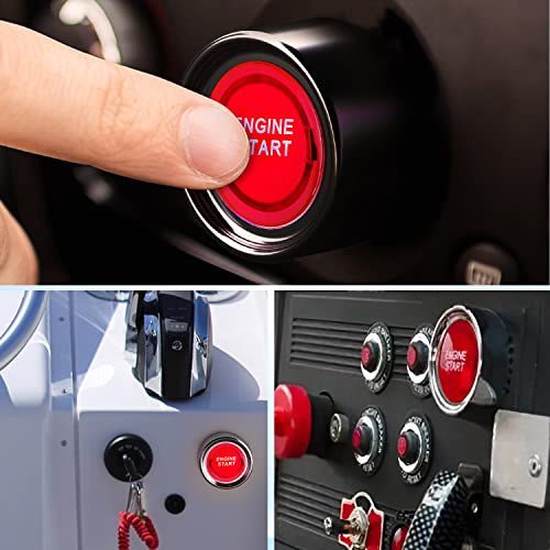 Image of Nilight Start Engine Button 12V DC 50A Red | SPST On Off Momentary Switch Stater Push Ignition for Racing Sport Cars Trucks