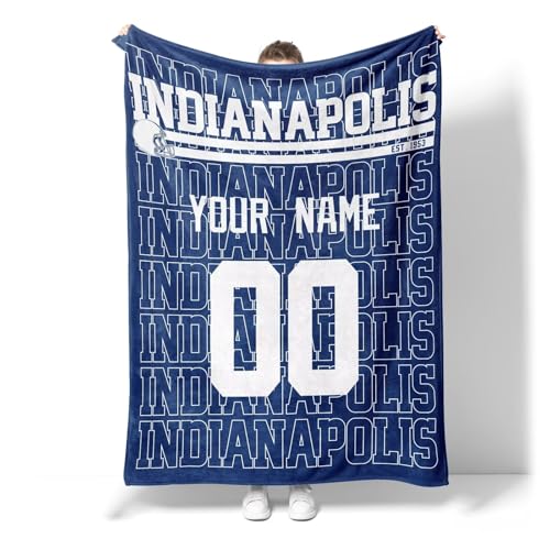 Image of ANTKING Indianapolis Throw Blanket for Men Women Boy Custom Name and Number Gifts