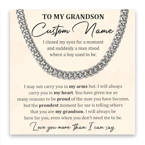 Personalized To My Grandson Necklace, Grandson Necklace From Grandma, Necklace For Grandson, Christmas Gifts For Grandson, Grandson Birthday Gifts From Grandma, Grandson Necklace From Grandparents
