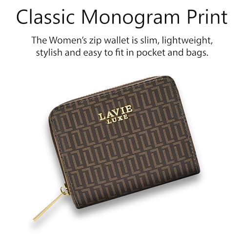 Image of Lavie Luxe Women's Mono Flap25 Small Zip Around Zip Wallet | Gift for Women