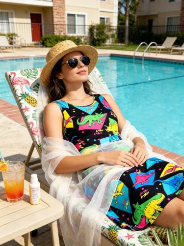 Image of uideazone Women Funny Print Sleeveless U Neck A Line Casual Midi Dress