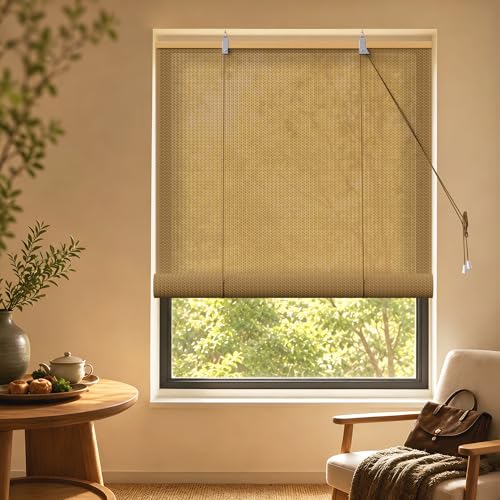 HOMEDEMO Store Enrouleur Bambou, Occultant pour Fenêtre, Protection Intimité, Intérieur Extérieur, Facile à Installer, Store pour Salon, Naturel, 100l x...