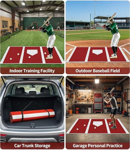 6 x 4 ft Baseball Hitting Mat with Non-Slip Rubber Backing, 2026 New Foldable Baseball Batting Mat, Base Ball Home Plate Mat, Durable Indoor/Outdoor Softball Hitting Mat Portable Batting Practice Mat — view 4