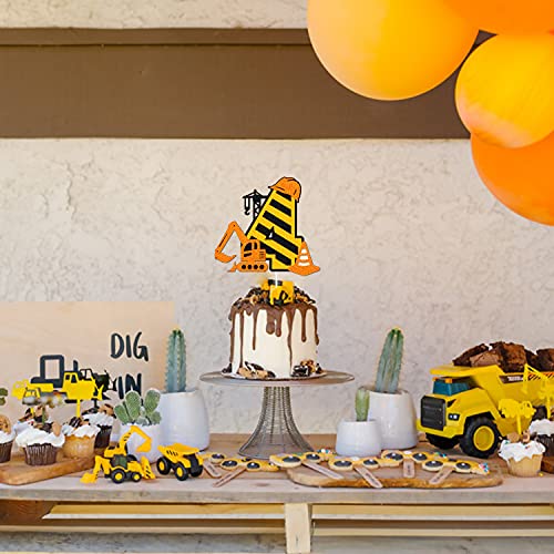 Construction 4Th Birthday Cake Topper For Kids Boy Girl Truck Excavator Forklift Dump Bulldozer Road Roller Engineering Themed Four Year Old Happy Birthday Party Supplies #TOP6