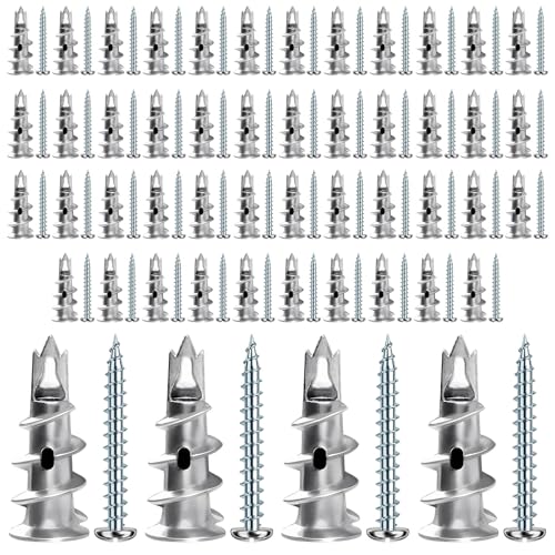 tacos para cartón yeso, 50 autoperforantes tacos para cartón yeso metal con 50 tornillos, tacos para cartón yeso metal Para fijar en hormigón, ladrillos, cartón yeso