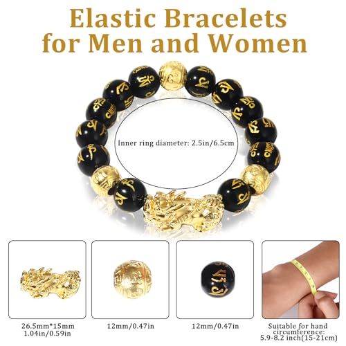 buiufish Feng Shui Obsidian Bracelet, 24k Gold Plated Pixiu Bracelet Dragon Protection for Men Women, 12mm Mantra Prayer Beads Bracelets Meaning to Attract Wealth and Good Luck2