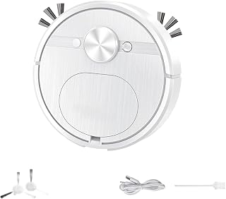 Robot aspirador delgado de 3 pulgadas, succión de trapeador de barrido, limpieza automática silenciosa de 1499 Pa para pelo de mascotas, recargable por USB, perfil bajo para debajo de muebles (8023