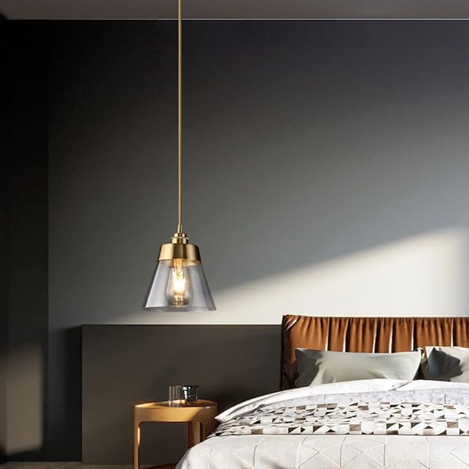 WFZRXFC 1pc/3pc Nordic Goud 6.3in Opknoping Lamp Lantaarn Transparant Glas Lampenkap Hanglamp Armatuur roest-proof Messing Lamphouder Plafondlamp Voor Indoor Eetkamer Kapper Kroonluchter photo 2