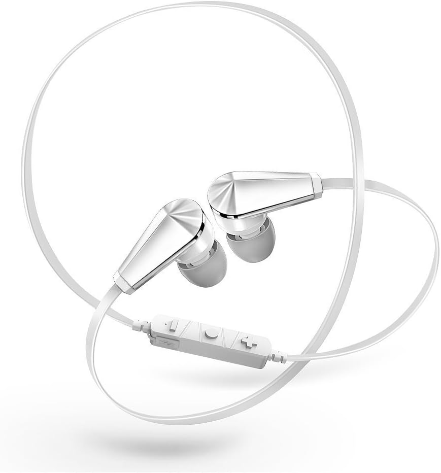 NMPB Bluetooth Headphones, H12 Wireless Stereo Headset in Ear Noise Cancelling Earbuds with Mic for iPhone, Samsung, LG and Android Phones-White Headphones