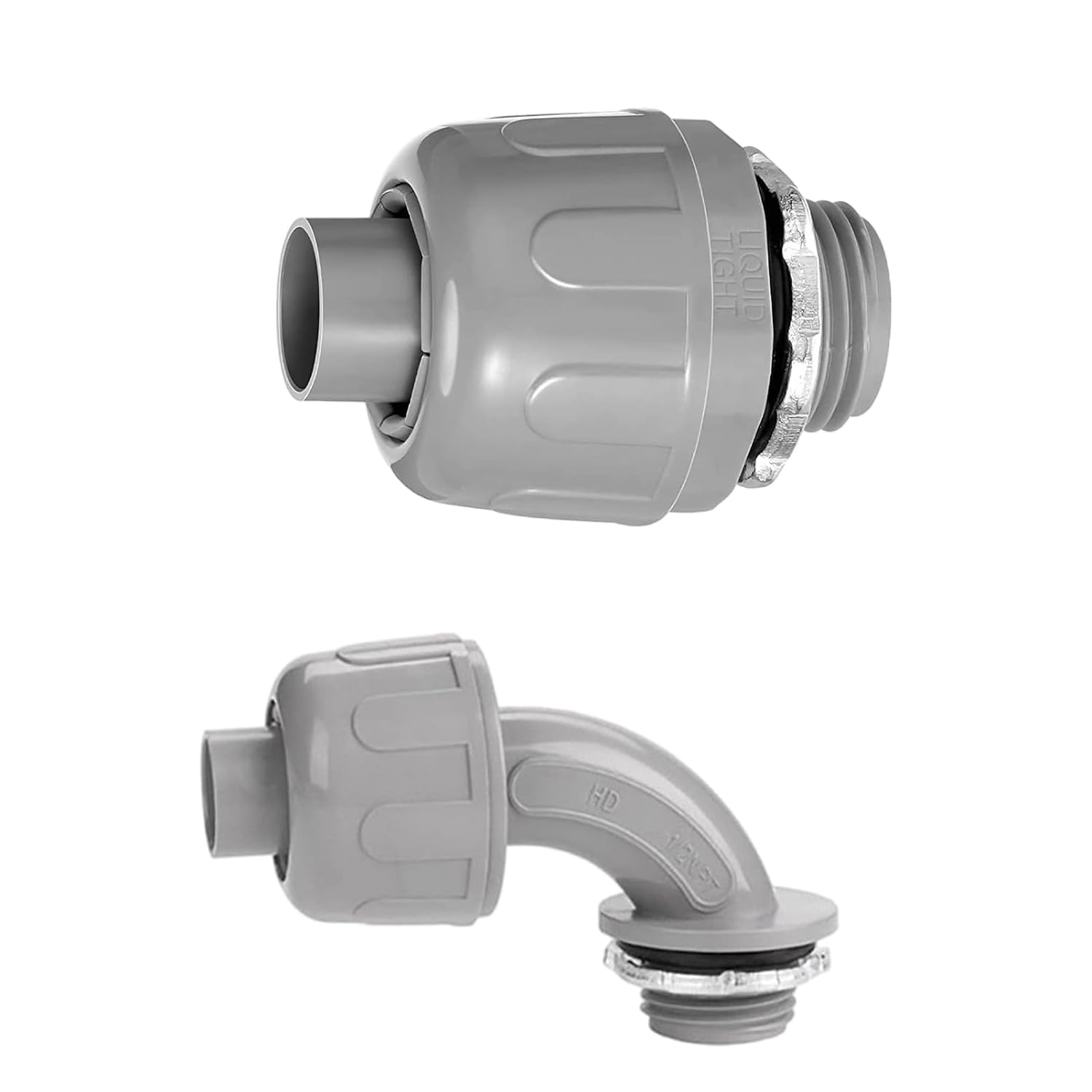PVC Electrical Conduit Connectors with Abrasion Resistance Liquid Tight Connector for Outdoor Flexible Tubing Install Abrasion PVC Conduit Connectors