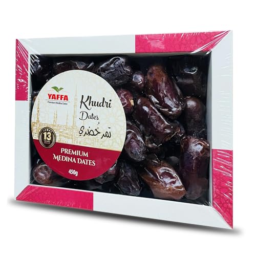 Yaffa Delicious Khudri Dates 450g Hand Picked Madina Dates Premium Quality Juicy Khudri All Natural No Added Sugar Gluten Free Soft Chew Texture Ramadan Gift Box
