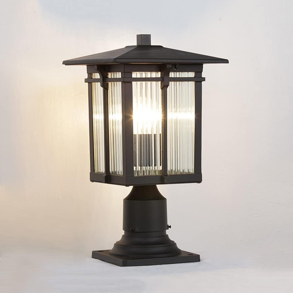 QUSYZD Strong Farmhouse Outdoor Post Light Fixture E27 Column Caps Lamps Aluminum Waterproof Outside Column Pillar Lights Hardwire Lawn Path Floor Lamps for Garden Patio House,
