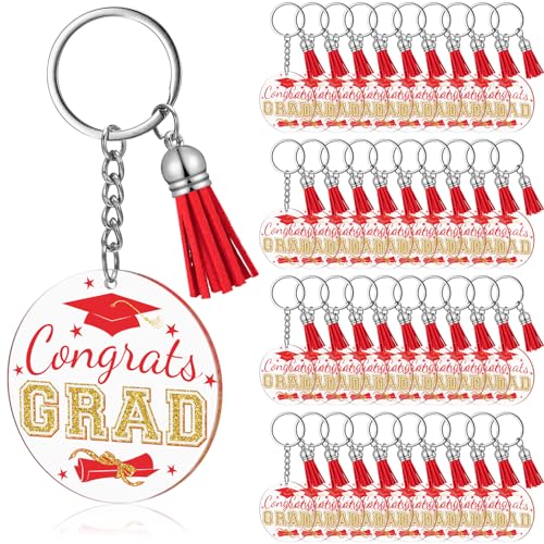 Porte-clés acrylique avec pompon rouge taille unique lot de 30 pièces