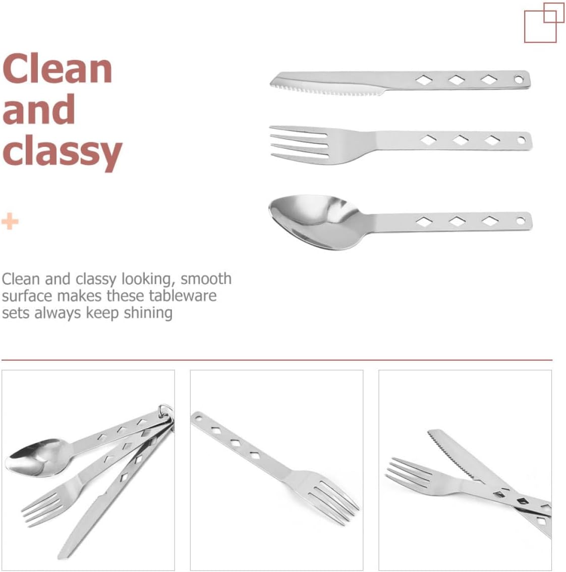 Stainless Steel Folding Cutlery Set with Spoon and Fork, Portable Flatware for Outdoor Camping and Hiking, Sturdy Travel Tableware for Picnic and Backpacking
