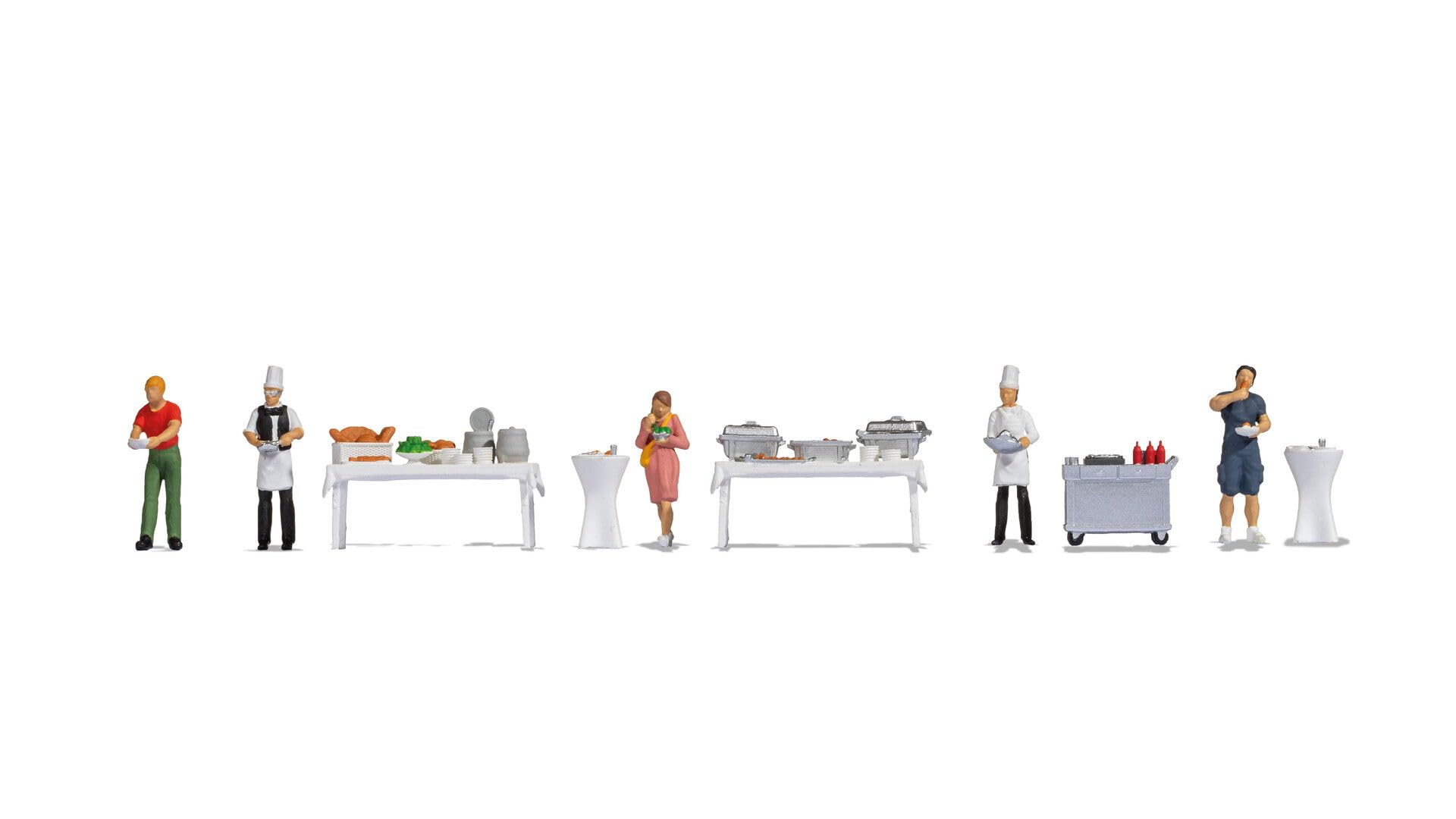 Noch H0 Figure Theme World Buffet, Model Building Figures for H0, Detailed Table Decoration and Scenery for Miniature Worlds