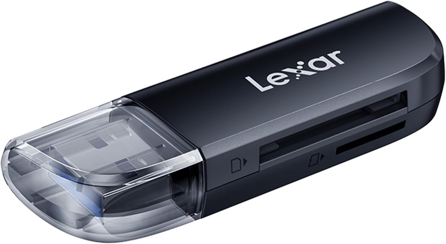 Lexar Dual Slot USB-A Reader, USB 3.2 Gen 1 Up to 104MB/s, USB-A for SD/MicroSD/SDHC/SDXC Camera Card Reader Adapter, OTG MicroSD Card Reader for PC/Laptop/Tablet