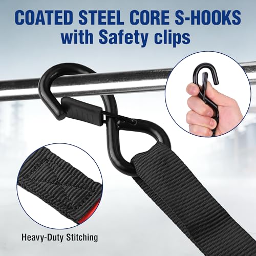 WORKPRO Ratchet Tie Down Straps, 4-Pack | 1" x 15' | 1823 lbs Break Strength Heavy Duty Ratchet Straps with 4PC Soft Loops, Fits for Moving Appliances Motorcycle ATV Truck (Black) by WORKPRO - Image 5