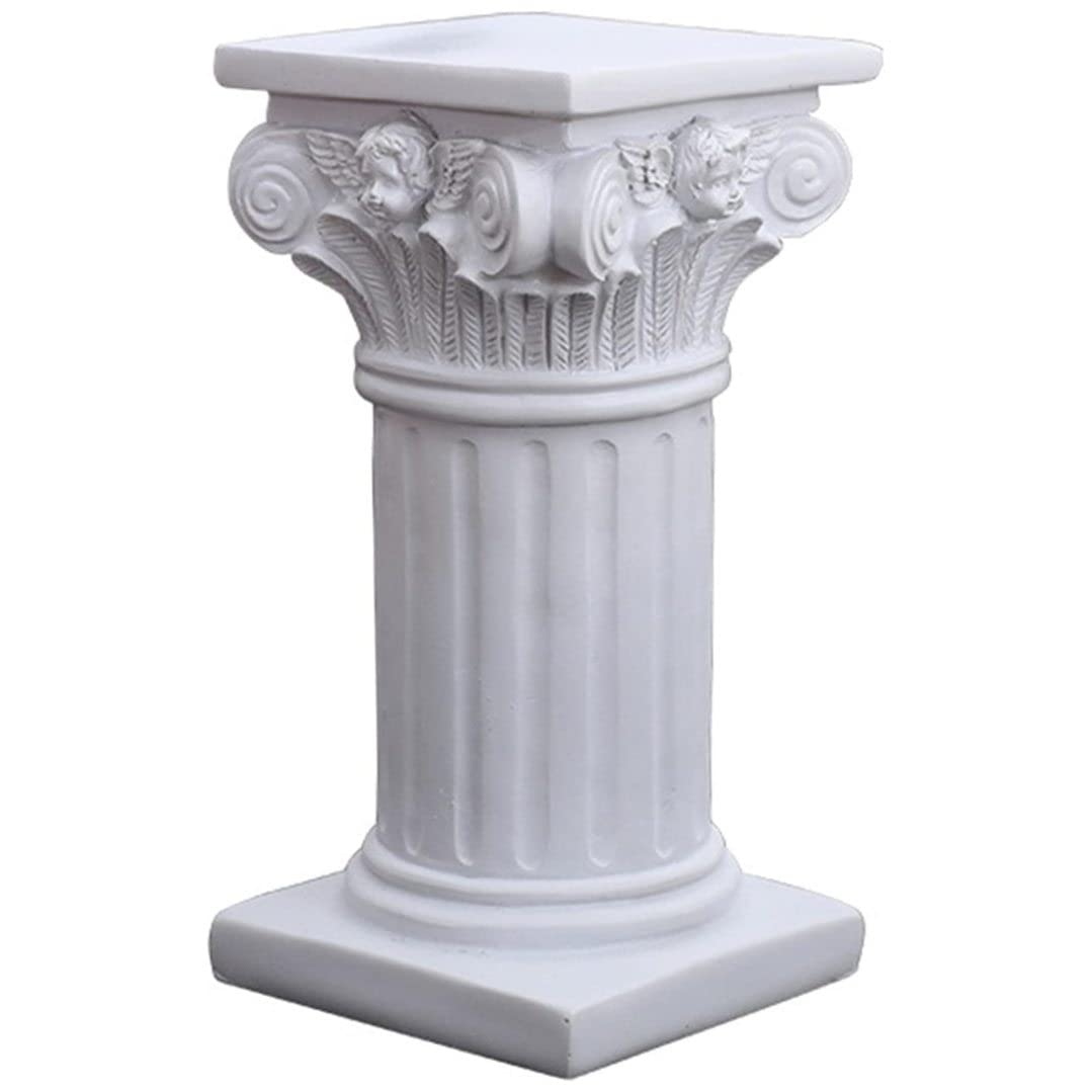 Peosaard White Greek Statue, Decorative Greek Columns Resin Roman Pillars Column Decor 3.7X3.5x6.9 Inch Statues Decor Column Pedestal Stand For Wedding Table Home Decoration