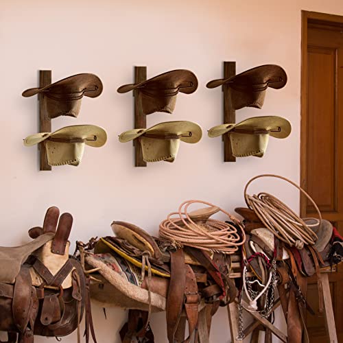 P-Aladin Cowboy Hat Rack, Cowboy Hat Holder, 6 Pieces Western Hat Rack For Wall With Natural Wooden Board, Cowboy Hat Hanger For Wall Décor Keeps Original Shape Of Hat #TOP5