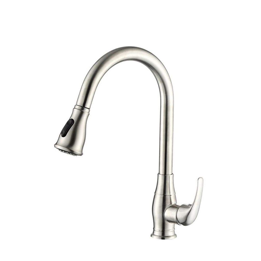 Robinet de cuisine en acier inoxydable 304 avec 2 tuyaux d'évier mitigeur