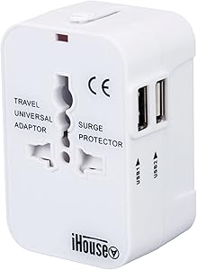 iHouse all 海外変換プラグ 2USBポート マルチアダプター A/O/BF/C対応 全世界対応 旅行用充電器 経済産業省承認 正規保証1年 (ホワイト)