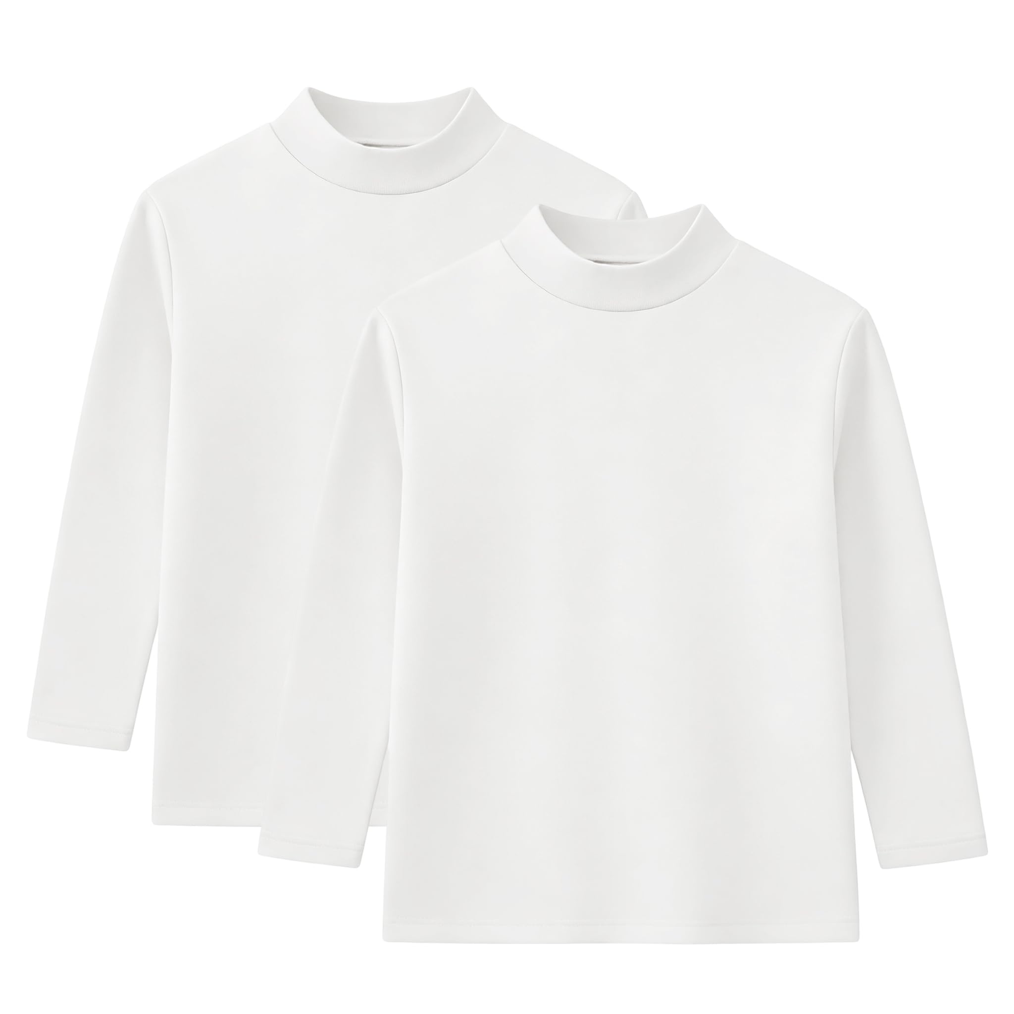 Rolanko Camisa de Manga Larga para Niñas, Básicos Térmicos Tops de Forro Polar Camiseta Interior De Cuello Alto para Niños 2 Packs