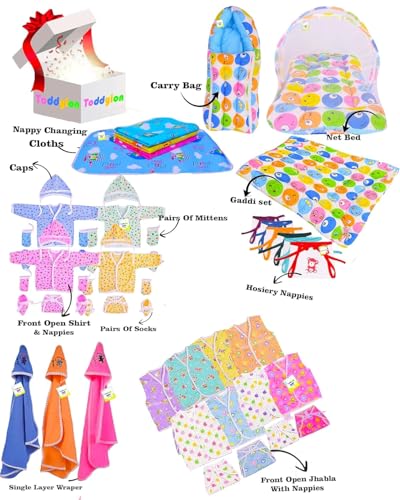 Image of Toddylon Flat Bed 56 in 1 Baby Products All New Born Combo (Multicolour, 0-6 Months)