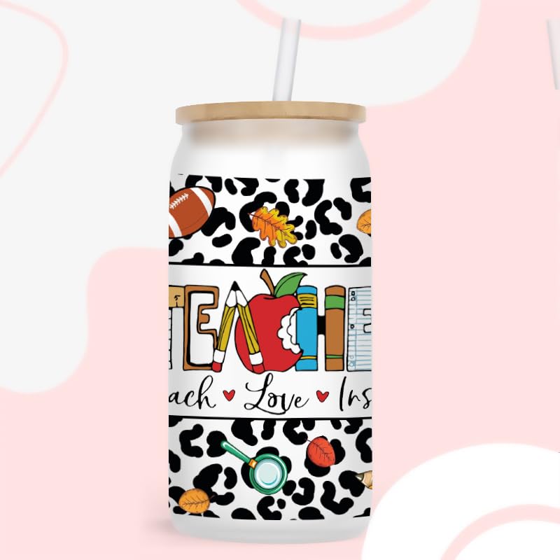 Yalulu 7 Sheet Teacher UV DTF Cup Wrap Transfer Stickers for Glass Cups Rub on Stickers UV DTF Cup Wrap Sticker - Image 4