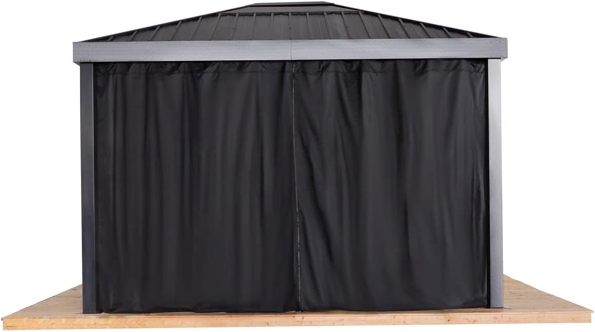 Sojag Accessories Set of 4 10' x 12' Durable Polyester Outdoor Curtains for Skylight Gazebo Sun Shelter, Black