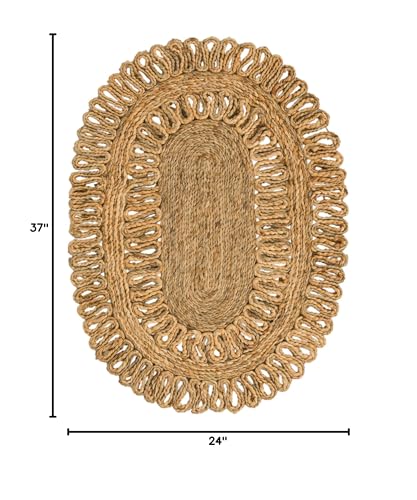 Tapete ovalado de yute trenzado Unique Loom 2' x 3'1" miniatura 2