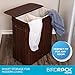 BirdRock Home Double Laundry Hamper with Lid and Cloth Liner | Bamboo | Espresso | Easily Transport Laundry Basket | 2 Section Collapsible Hamper | String Handles