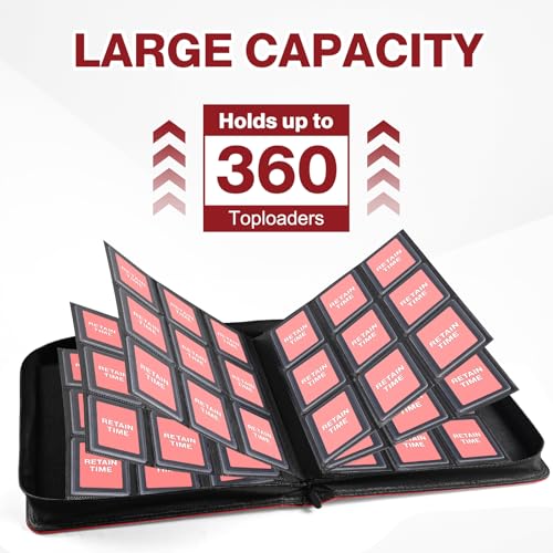 Image of Top Loader Binder 9 Pocket, Holds 360 Toploaders, 100 Toploaders INCLUDED | Toploader Binder for 3 inch x 4 inch Rigid Toploaders, Trading Card Binder for TCG, MTG, Sport Cards, PU Leather Cover, Side Loading