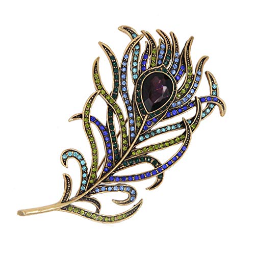 Broche plume pendentif mode pour robe de mariage 11x6 cm