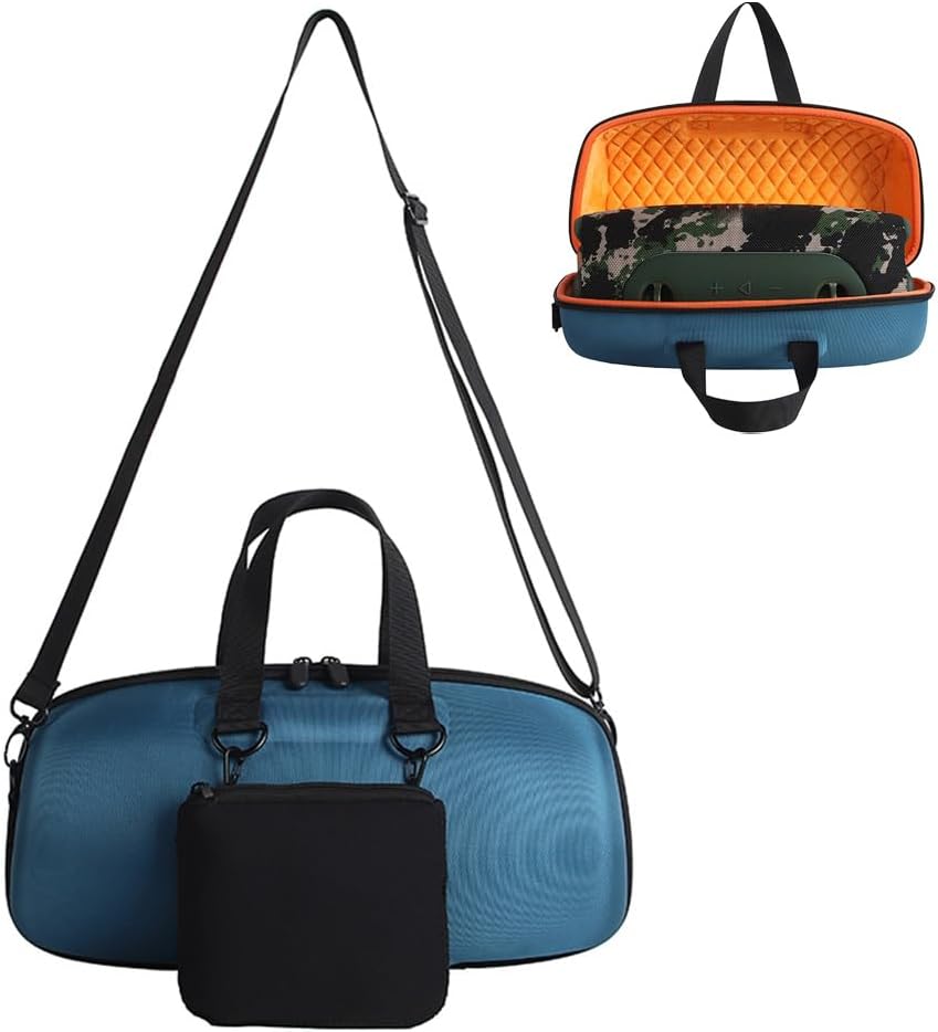 Portable Hard Case for JBL Xtreme 5 Speaker, Waterproof Protable Speaker Travel Carrying Case with Removable Side Pouch & Shoulder Strap for Home, Outdoor and Travel (Blue)