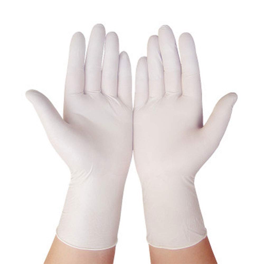 100 Piezas Guantes Desechables Guantes médicos de látex Sello Duradero y de Alta Elasticidad lavavajillas Cocina Trabajo Caucho jardín Universal para Mano Izquierda y Derecha, Blanco, S